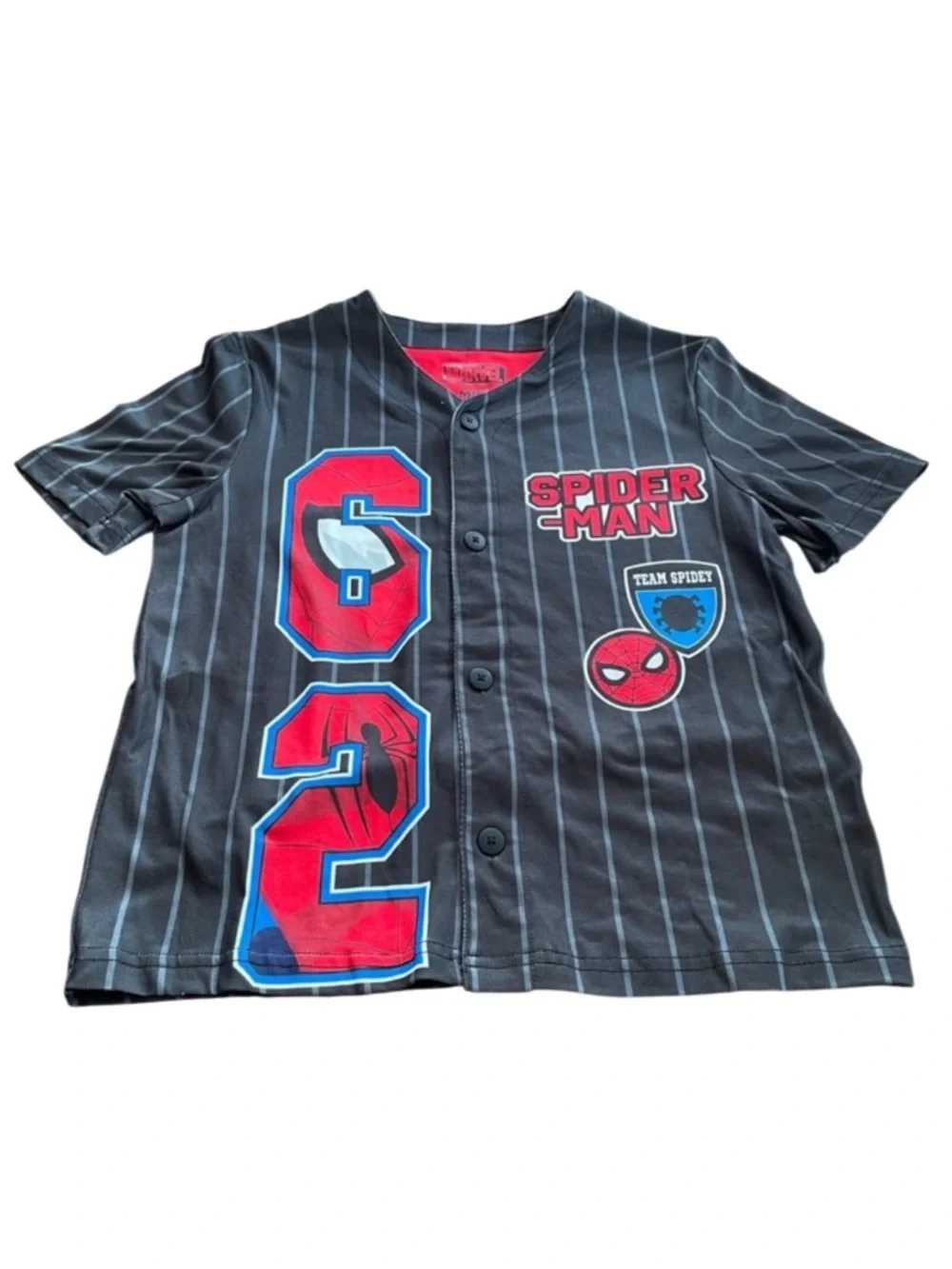 Boys Sz 8 Marvel Spider-Man Baseball-Style Pajama Set